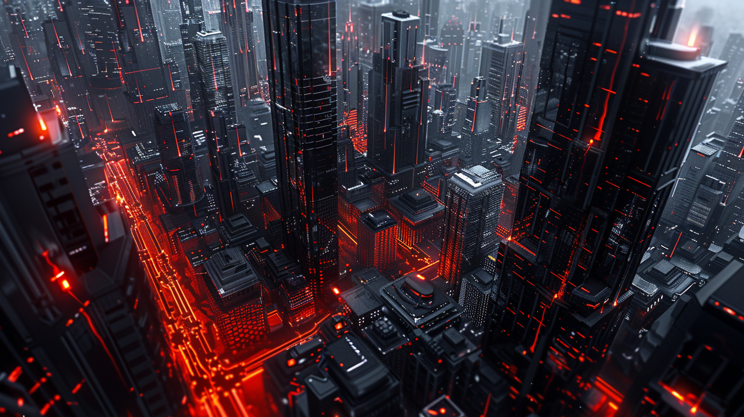 Expansive futuristic metropolis at dusk with connected city infrastructure