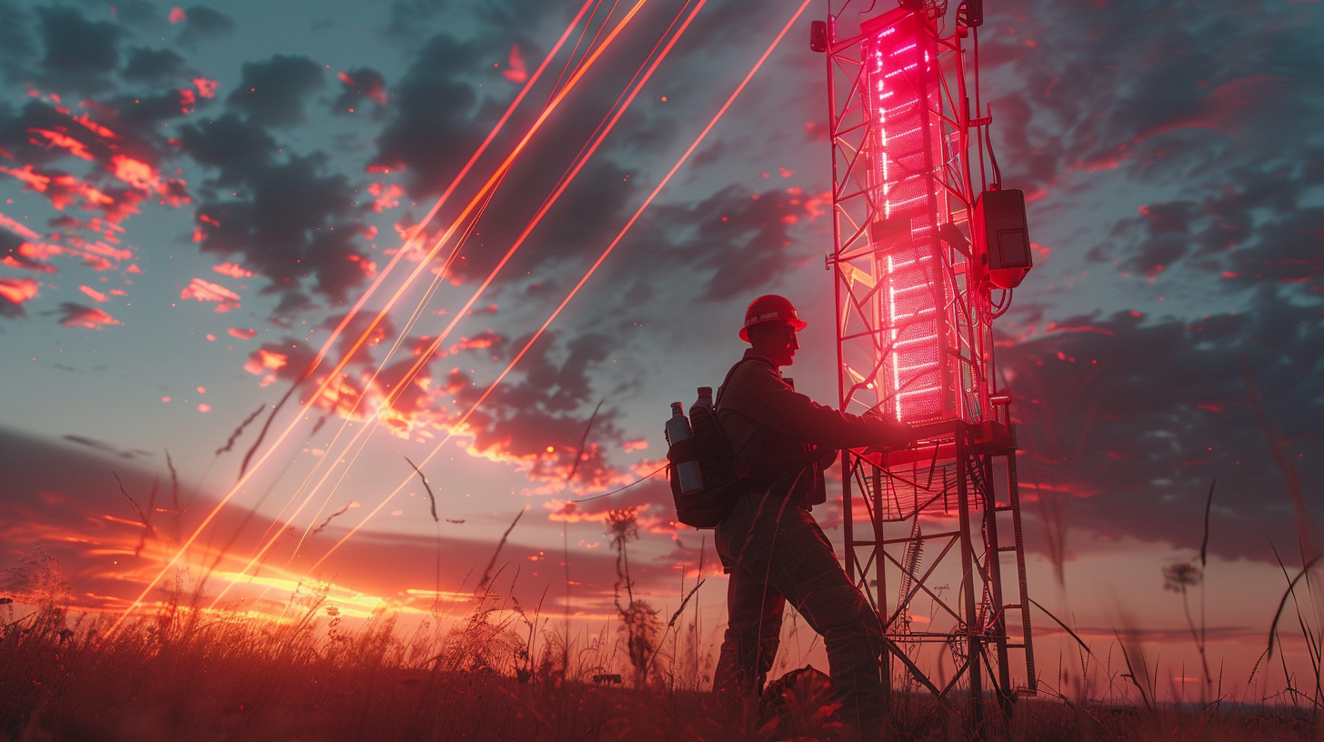 Field technician installing a rugged weather sensor in a remote environment